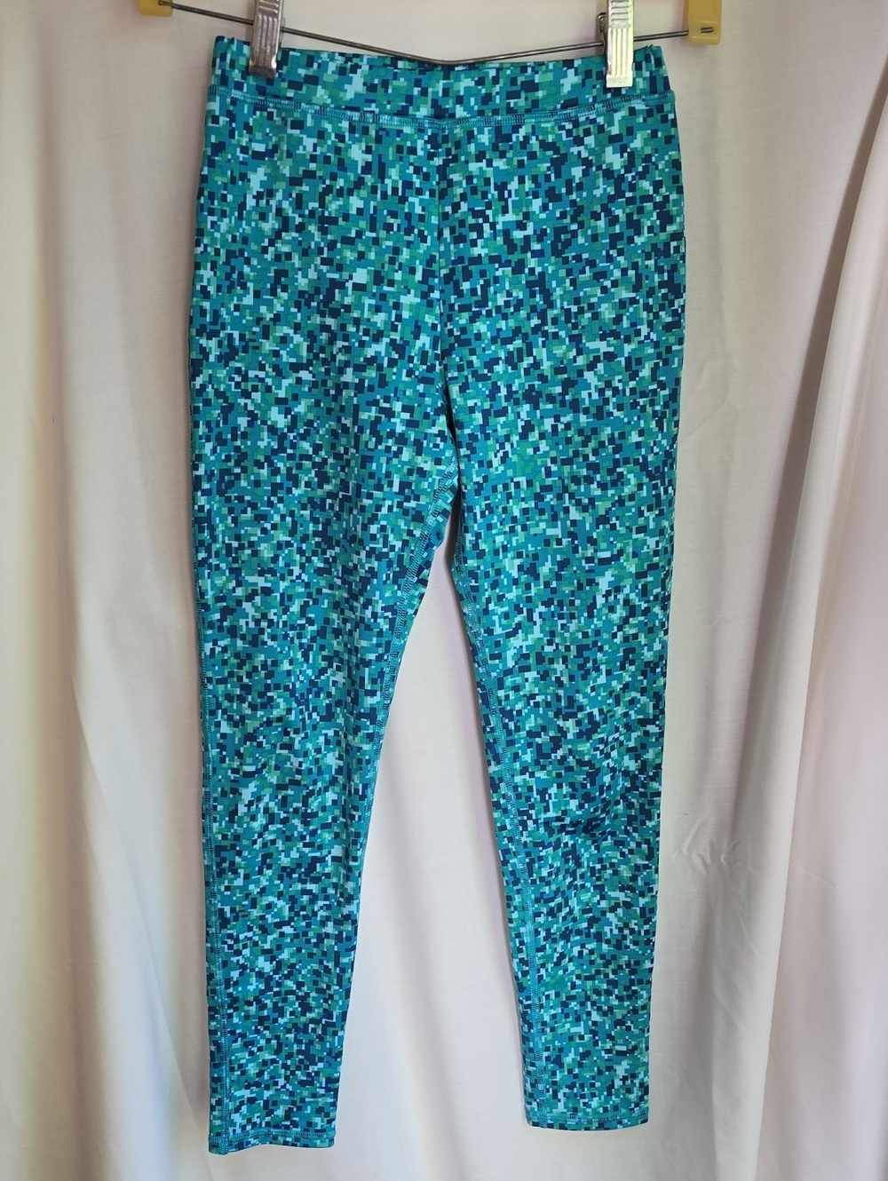 L.L. Bean Teal and Navy Mosaic Leggings